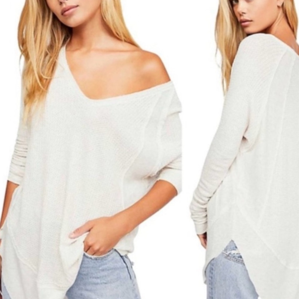 Free people we the free Catalina v-neck long sleeve wafle knit thermal shirt S